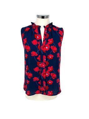 41 Hawthorn Floral Sleeveless Blouse Blue Red Size PXS NWT
